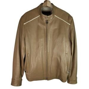 Vintage Andrew Marc New York Motorcycle Soft Leather Jacket Brown Mens Size L